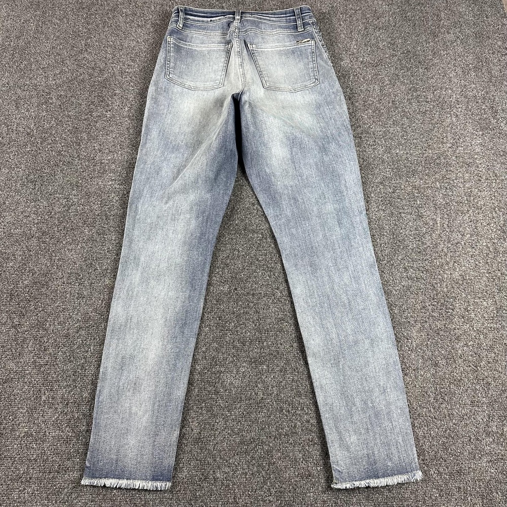 Joseph Ribkoff Jeans Womens 6 Lightwash Skinny Rhinestone Embellished Frayed Hem - Picture 6 of 8
